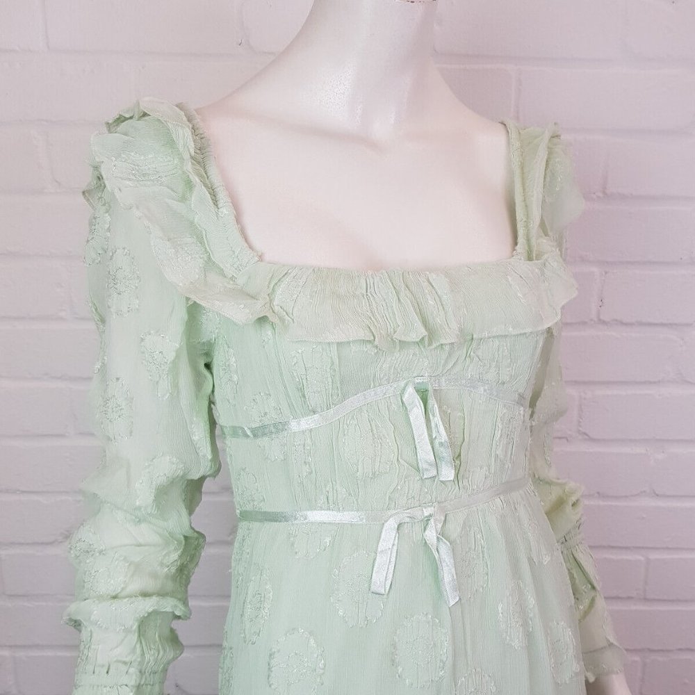 Free People Yara Maxi Dress XS UK 6 Mint Green Wedding Boho Ruffle Event BN - Picture 4 of 16